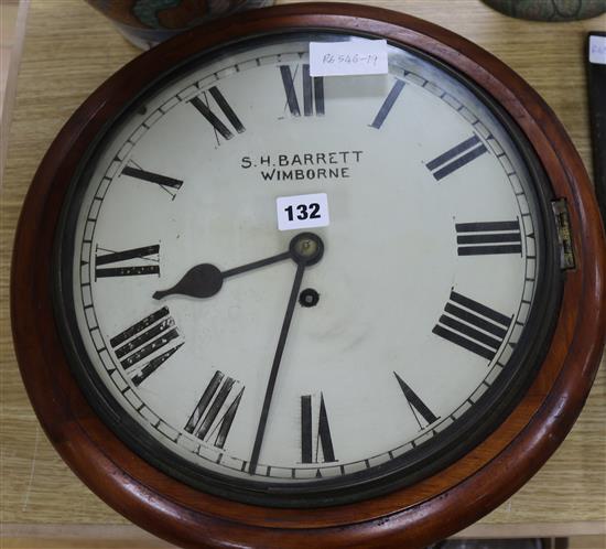 S.H. Barrett, Wimbourne. A Victorian mahogany fusee dial timepiece diameter 40cm